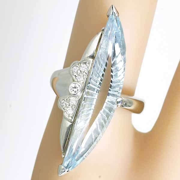 ブルートパーズ 7.62ct ダイヤモンド 0.10ct プラチナ PT900 リング
