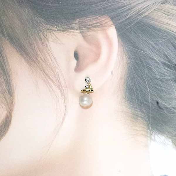 アコヤパール 9.0mm~9.3mm ダイヤモンド 0.14ct 18金イエローゴールド