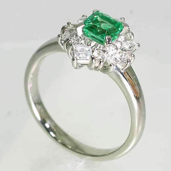 エメラルド 0.61ct ダイヤモンド 0.50ct プラチナ PT900 リング 12.5号