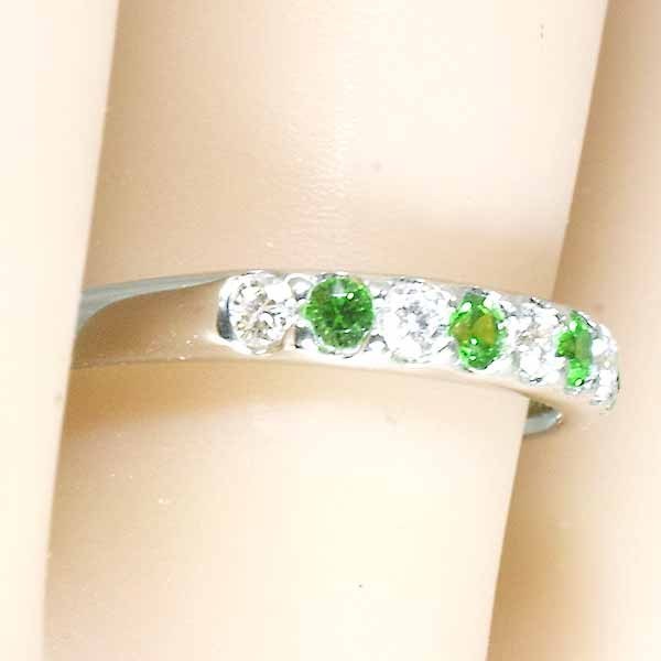デマントイドガーネット 0.21ct ダイヤモンド 0.23ct 18金ホワイト