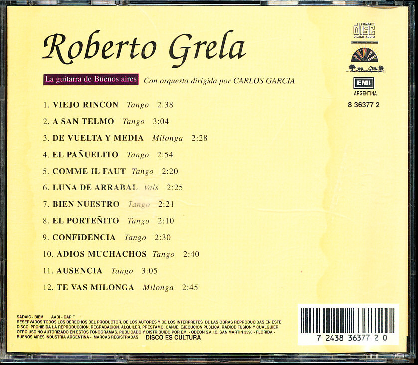 EMI ロベルト・グレラ/Roberto Grela - La Guitarra de Buenos Aires　タンゴ　4枚同梱可能　i2n_画像2