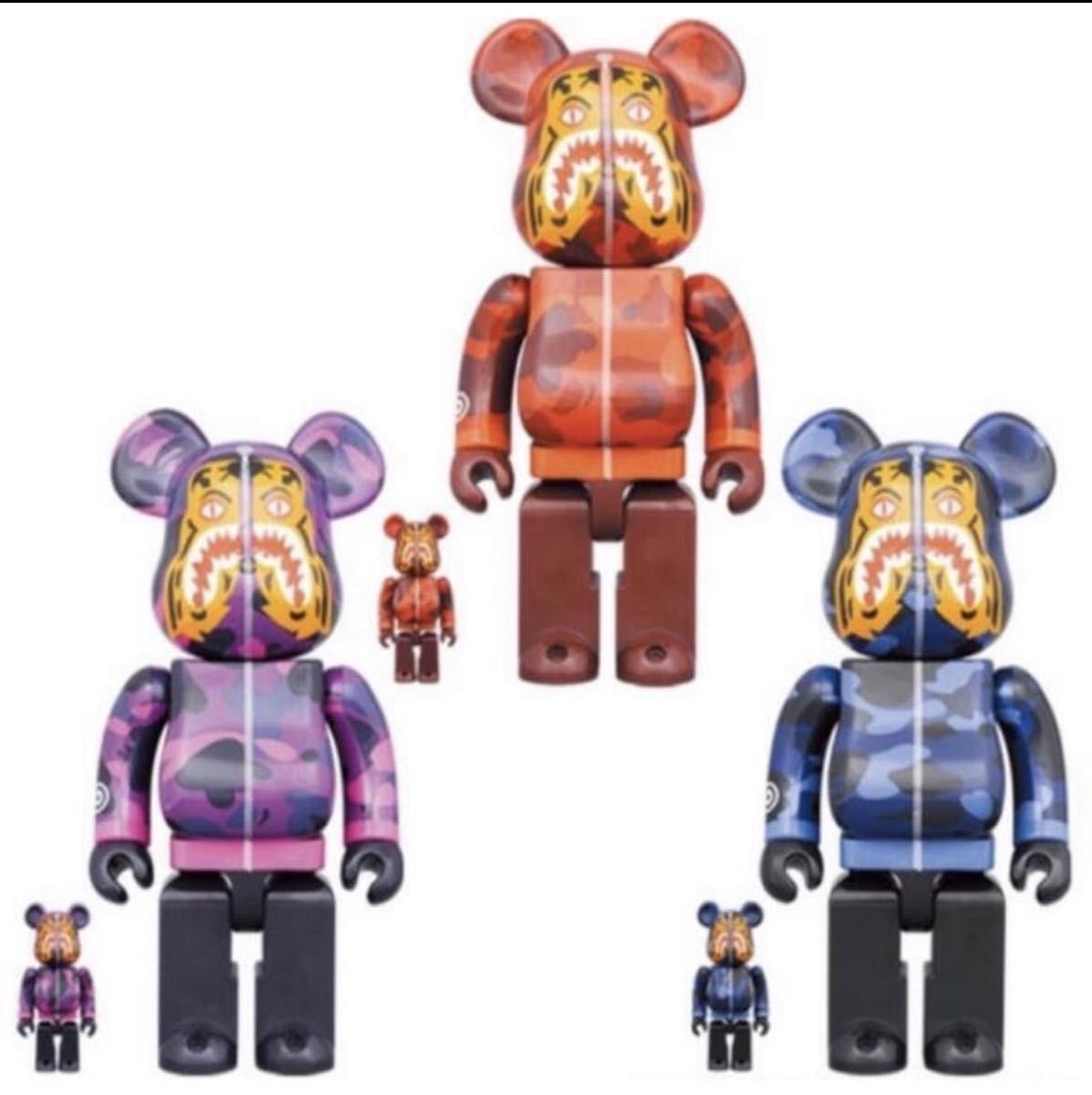 BE@RBRICK BAPE CAMO TIGER 400% & 100% 3色セット3体 ベアブリック エイプ ベイプSHARK