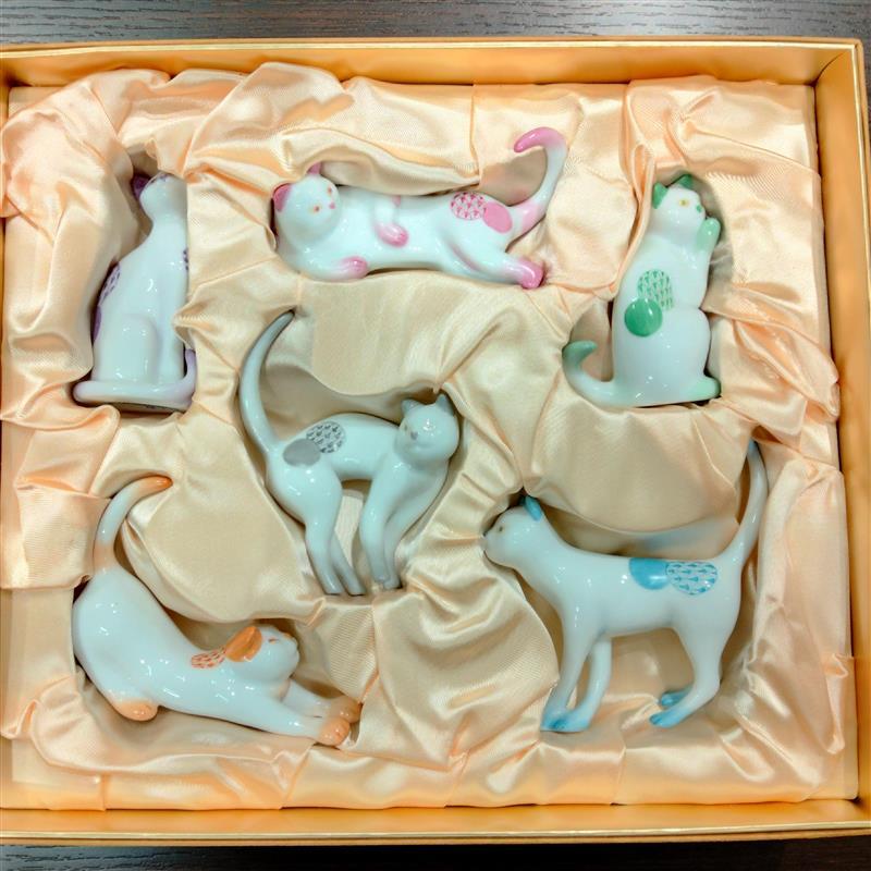 1343 レア物 HEREND ヘレンド フィギュリン フィギュア 猫 ネコ 陶器