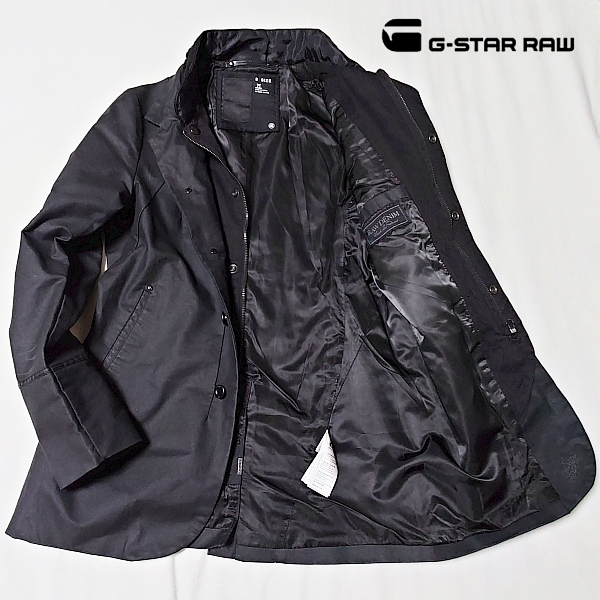 G-STAR RAW フェイクレイヤードデニムミリタリージャケット S ダークグレー_画像1