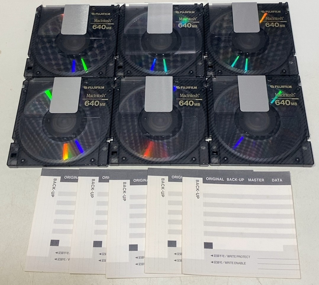 送料無料　マッキントッシュ用　MOディスク　640MB　6枚セット　Macintosh用　ラベル付き　フジフィルム　送料込み　富士フィルム