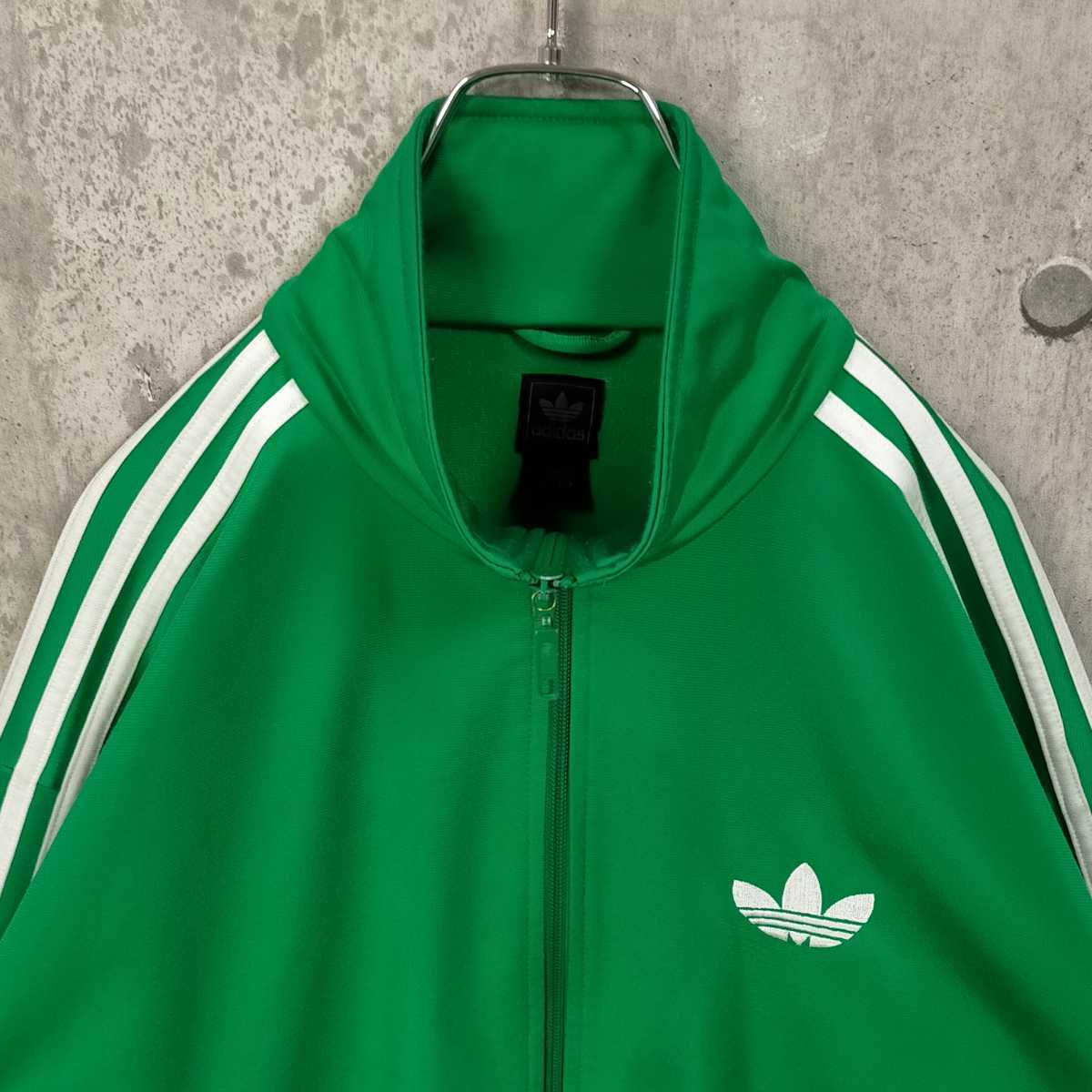 ゆったりサイズ 3XL adidas アディダス 緑 白 グリーン ホワイト ロゴ 古着 上着 トレフォイル ジャージ バイカラー トラックジャケット_画像7