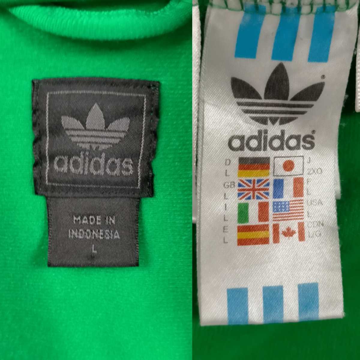 ゆったりサイズ 3XL adidas アディダス 緑 白 グリーン ホワイト ロゴ 古着 上着 トレフォイル ジャージ バイカラー トラックジャケット_画像8