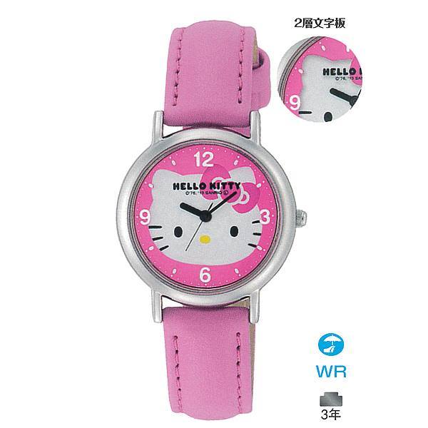  Hello Kitty goods wristwatch watch Kitty HK15-130 pink leather belt van to Sanrio character lady's Kids clock 