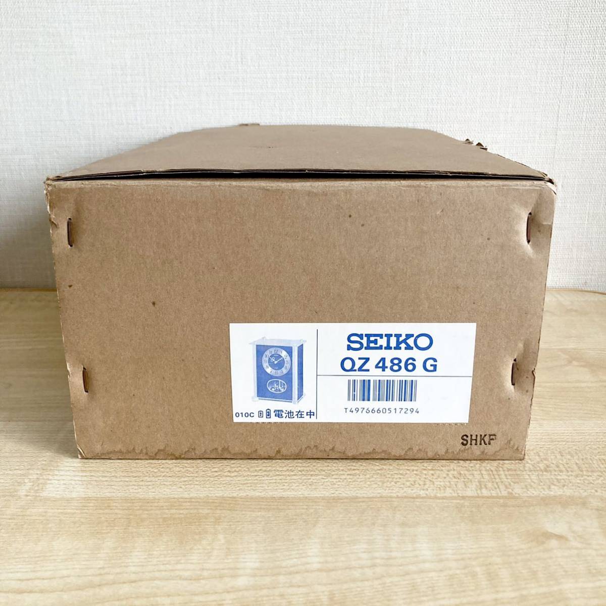 未使用 当時物 置時計 SEIKO QUARTZ QZ486G セイコー 長期保管品 レトロ アンティークの画像9