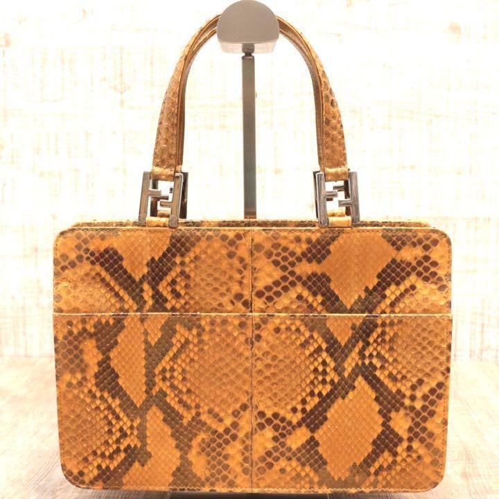 良品】FENDI フェンディ パイソン ゴールド ハンドバッグ