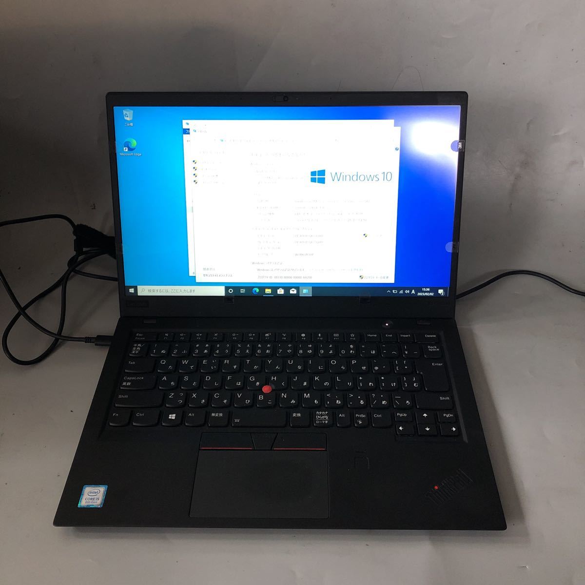 JXNT2438 /Lenovo ThinkPad X1 Carbon /Corei5-8250U 1.6GHz/ メモリ:8GB /SSD:128GB / カメラ / 無線/Windows10 Pro/画面シミありの画像1