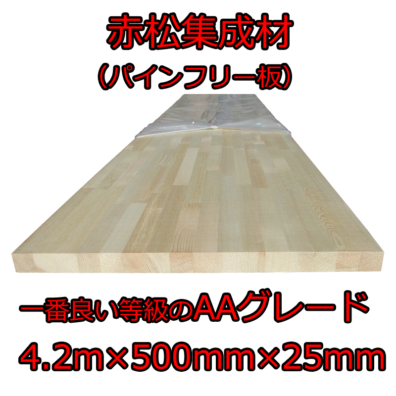 ★MNC★赤松集成板AA★4.2m×500mm×25mm/パイン集成板/パインフリー板/デーブル・カンター・棚・机DIY_画像1