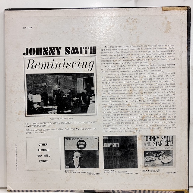 ●即決LP Johnny Smith / Reminiscing j36016 米盤、ミゾナシStereo ジョニー・スミス_画像4