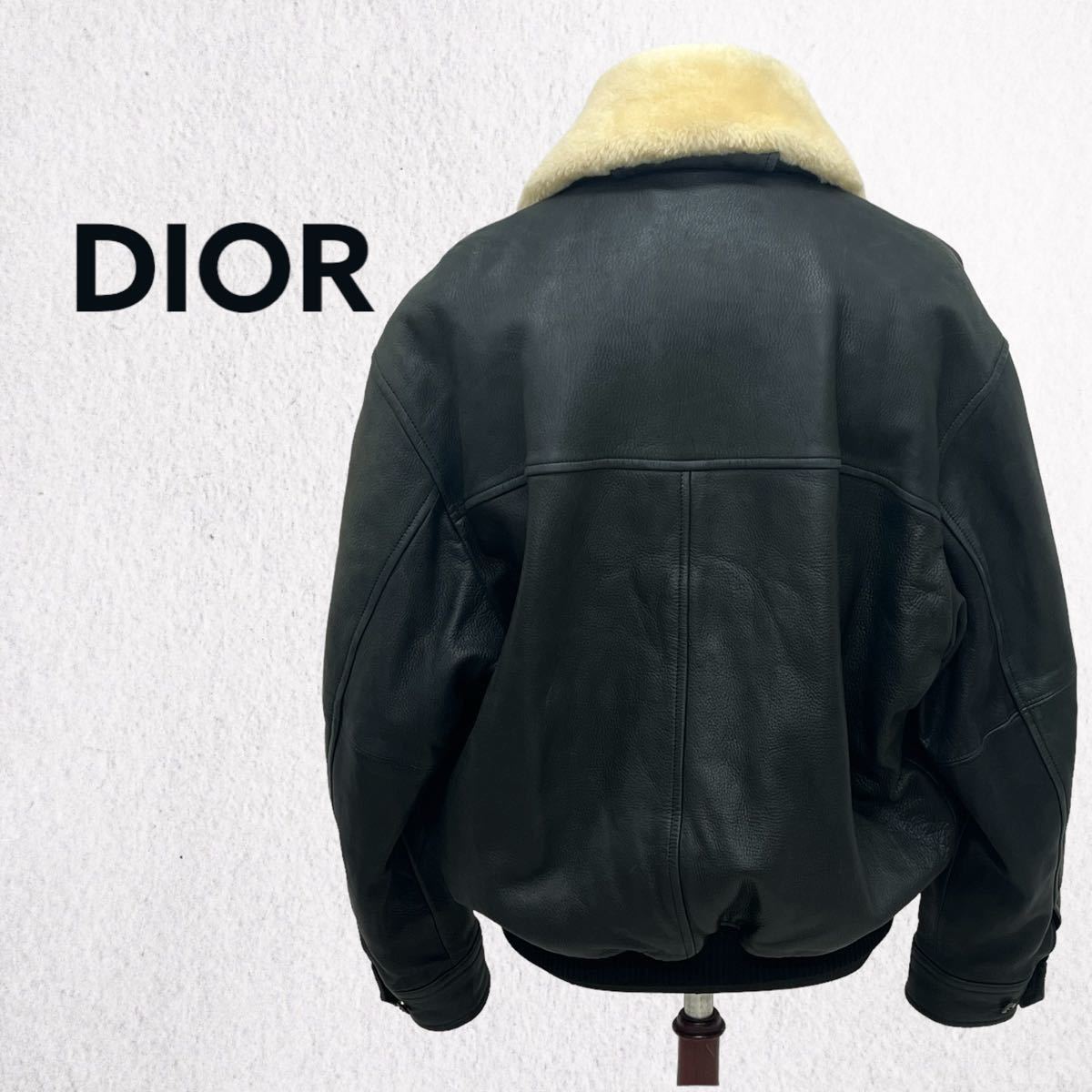 Dior ディオール ヴィンテージ 襟ムートン 鹿革 中綿 レザージャケット-