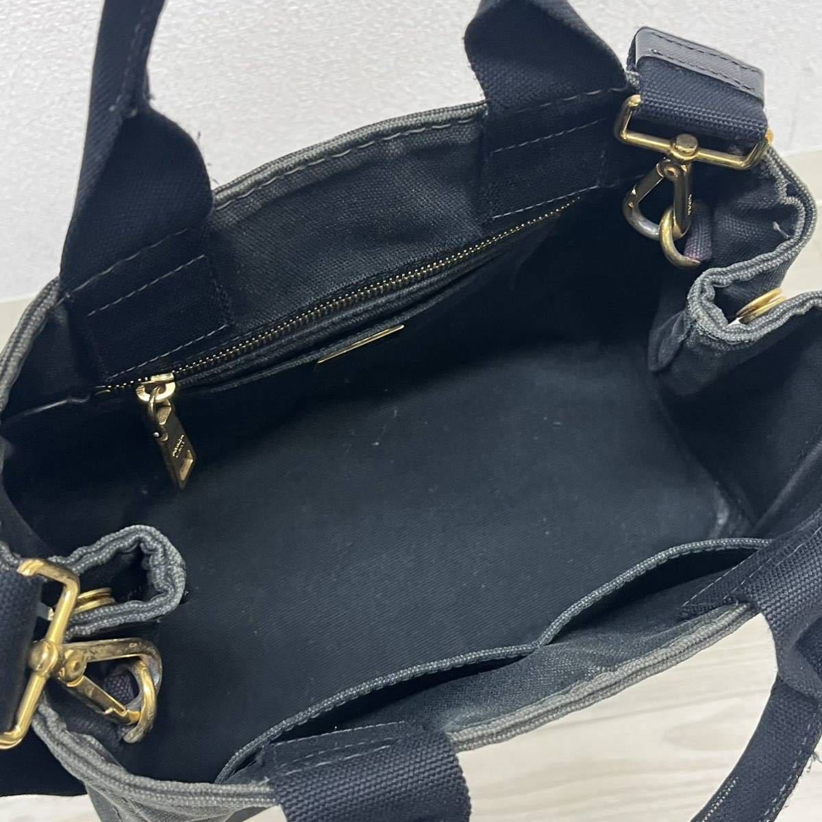 PRADA プラダ CANAPA カナパ 三角ロゴプレート ロゴ キャンバス 2way ショルダー トートバッグ ブラック 黒_画像7