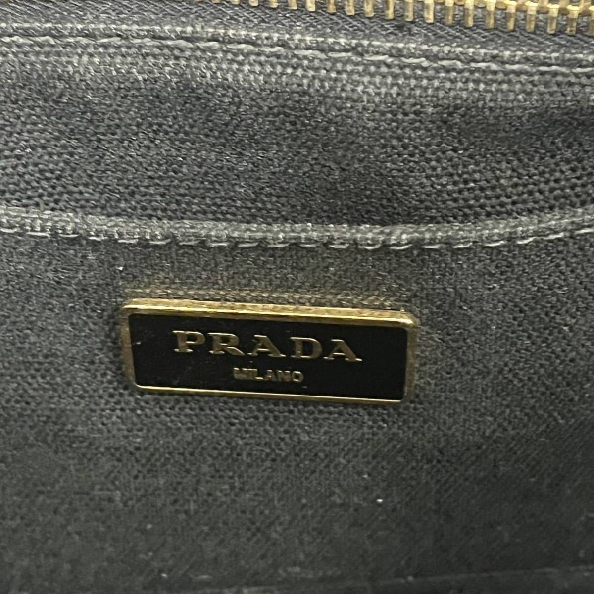 PRADA プラダ CANAPA カナパ 三角ロゴプレート ロゴ キャンバス 2way ショルダー トートバッグ ブラック 黒_画像8