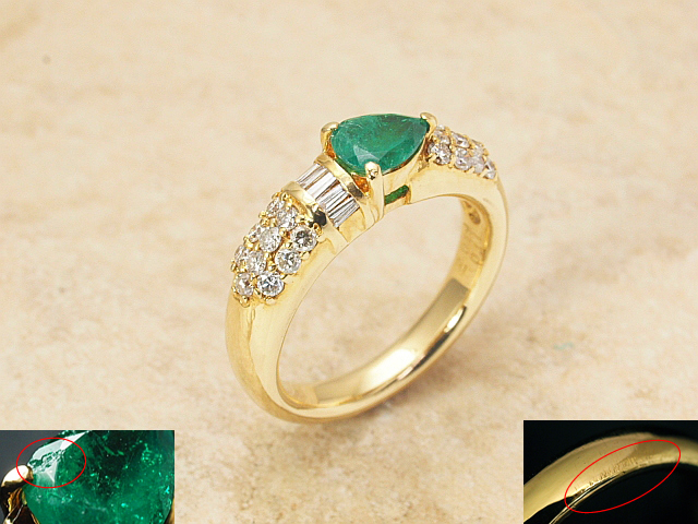  sound feather shop # emerald /0.49ct diamond /0.41ct K18YG ring 11 number finish settled 