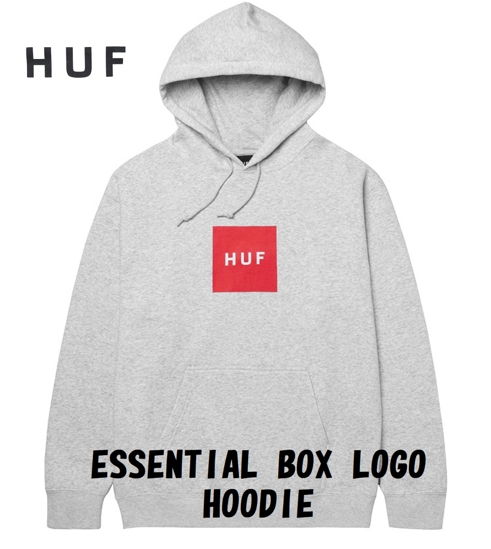 完売アイテム【HUF】“ESSENTIAL BOX LOGO LOGO HOODIE”L ボックス ロゴ