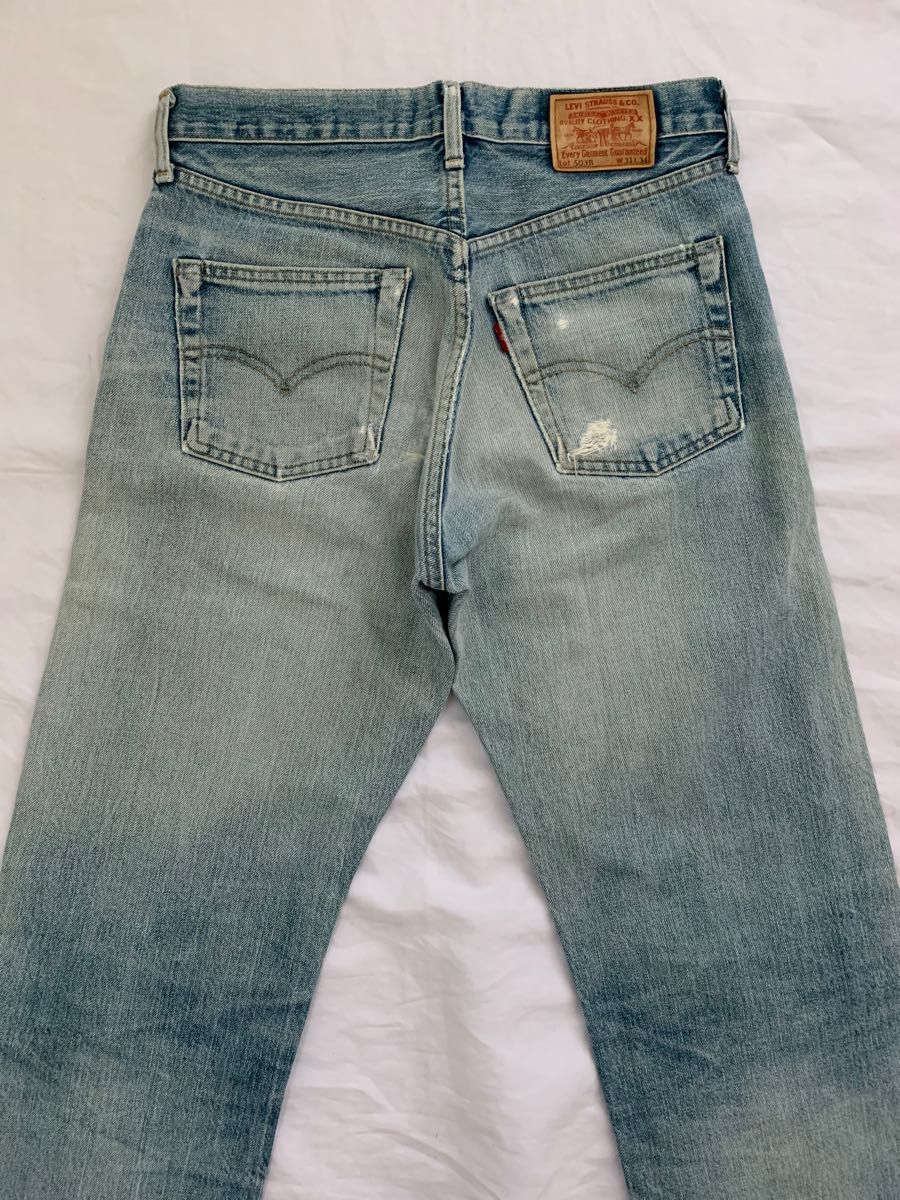 【送料無料】Levi's リーバイス503B XX ダメージ　リペア加工デニム　W31 赤耳　日本製　ビッグE ジーンズ　90s