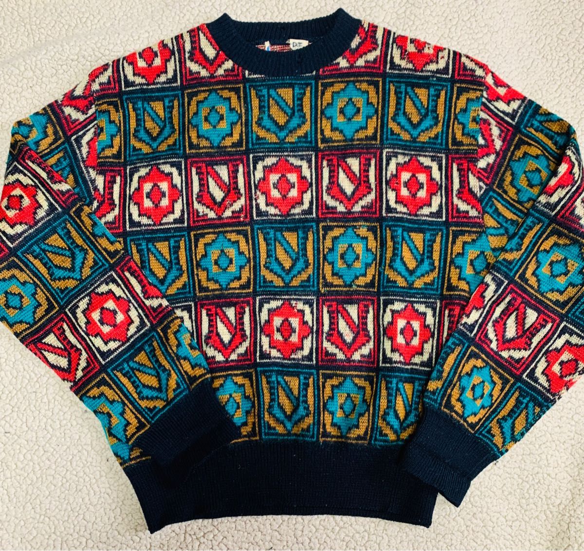 50s ジャガードニット セーター 総柄 knit vintage 古着  ニットセーター ヴィンテージ ビンテージ 50's