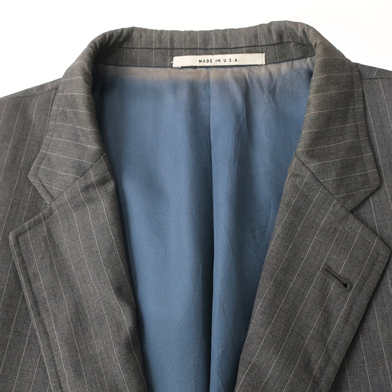 USA made BURBERRY BARNEYS cloth 2B tailored jacket stripe gray 50(L)