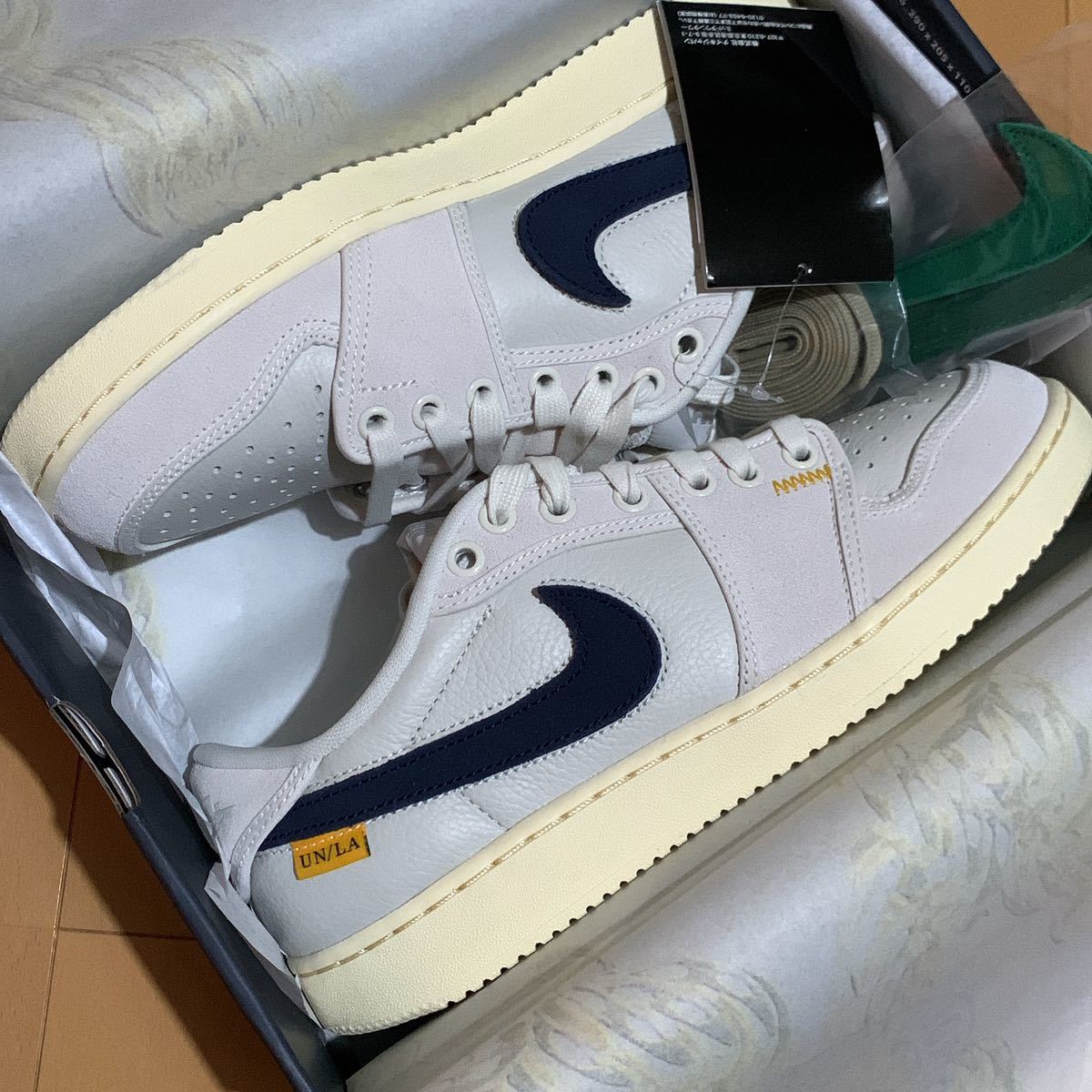 送料無料 UNION Nike Air Jordan 1 Low KO Sail Leather ユニオン ナイキ エア ジョーダン ロー KO セイル レザー 25.5 cm ロウ