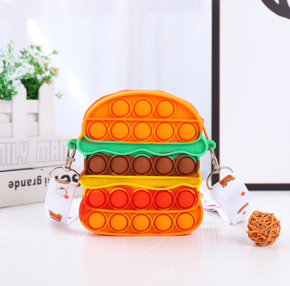 【SALE】プッシュポップバブル　ショルダーバック　ハンバーガー 知育玩具　ポップイット 