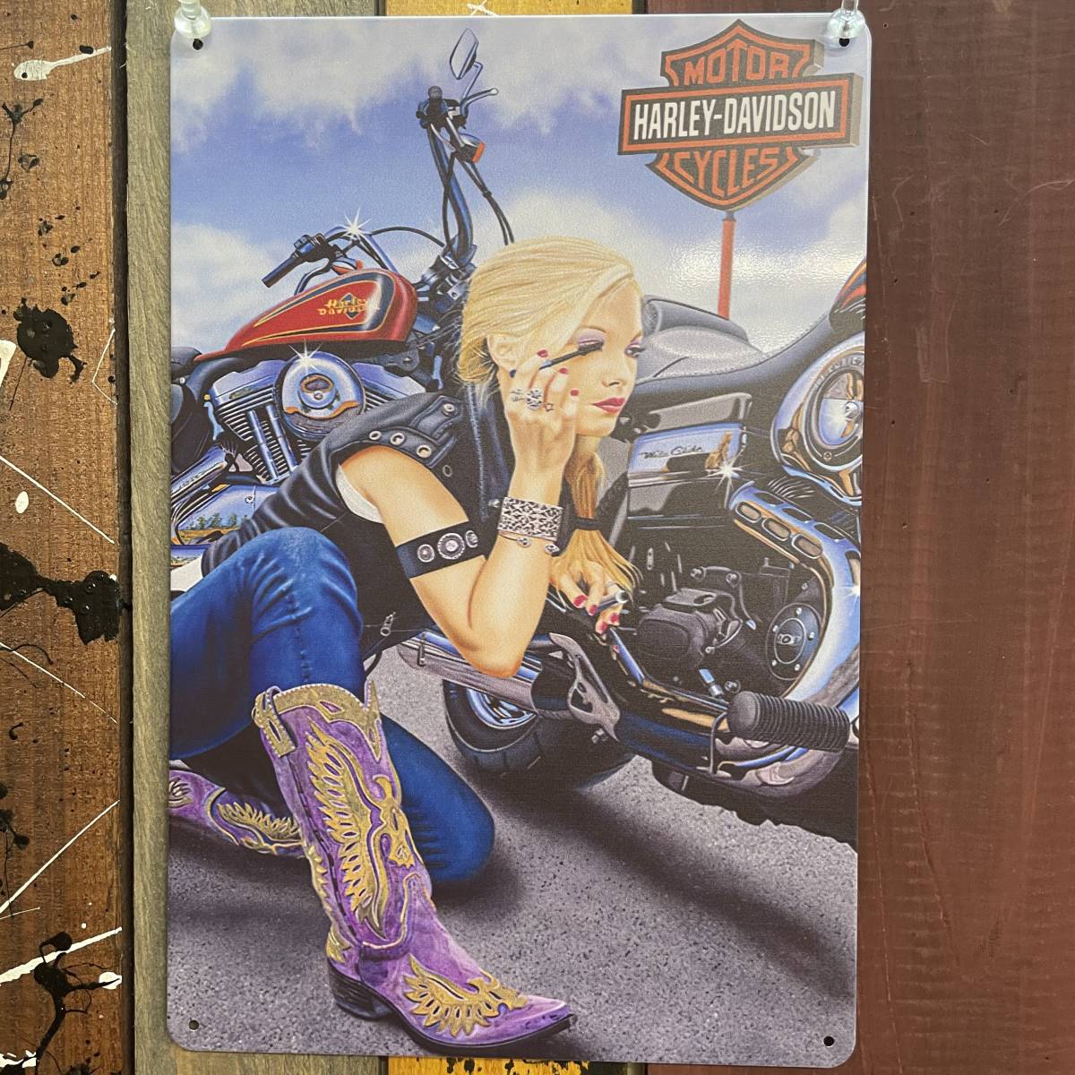  new goods ornament plate american Harley Davidson Harley-Davidson beautiful woman Vintage bike woman panel wall decoration interior tin plate signboard 