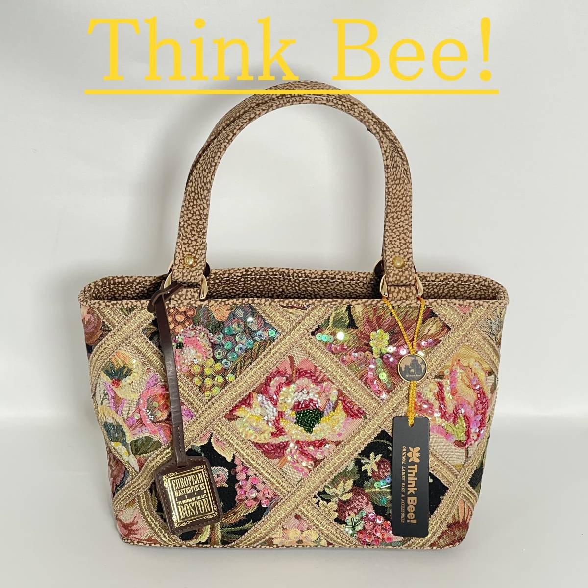 極美品】ThinkBee シンクビー ハンドバッグ スパンコール ビーズ
