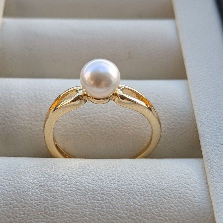 パールリング 指輪 淡水真珠 ホワイト 金色 冠婚葬祭 デイリー-