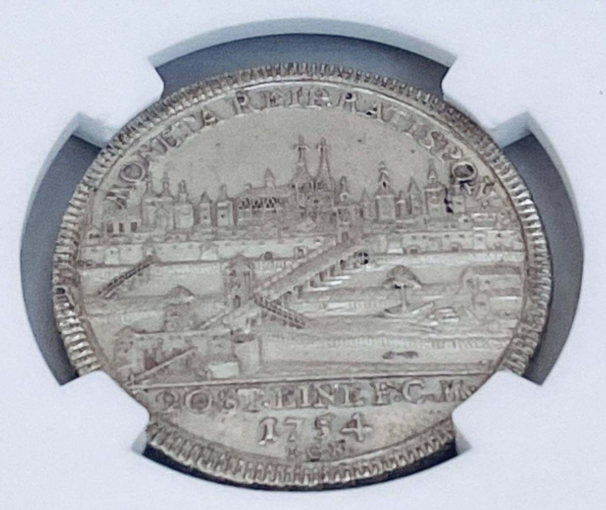 1754年ドイツ レーゲンスブルク フランツ1世 1/2ターラー銀貨 NGC UNC