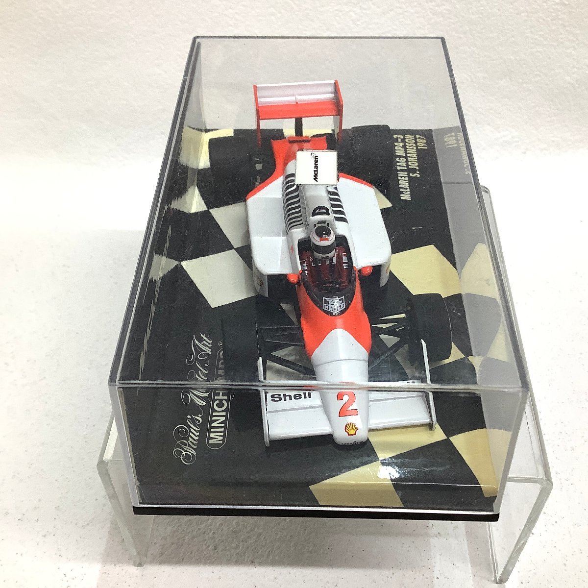 台紙ヤケ 1/43 MINICHAMPS ミニチャンプス McLARLEN TAG MP4-3 S.JOHANSSON 1987 マクラーレン_画像3