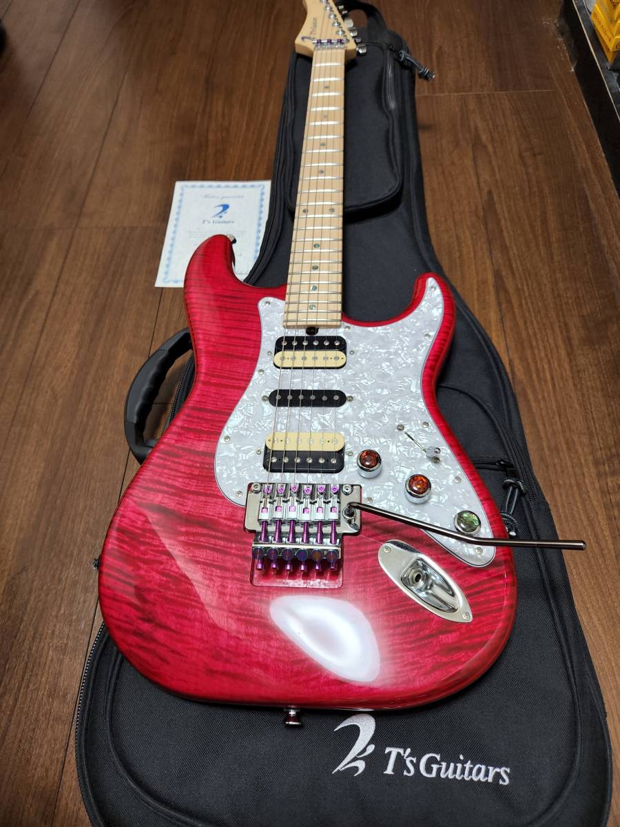 T's guitars t'sguitars 国産　ギター　5A flame Maple top メイプルトップ　トランス　ピンク　trans pink ストラト　ティーズ　guitar _画像1