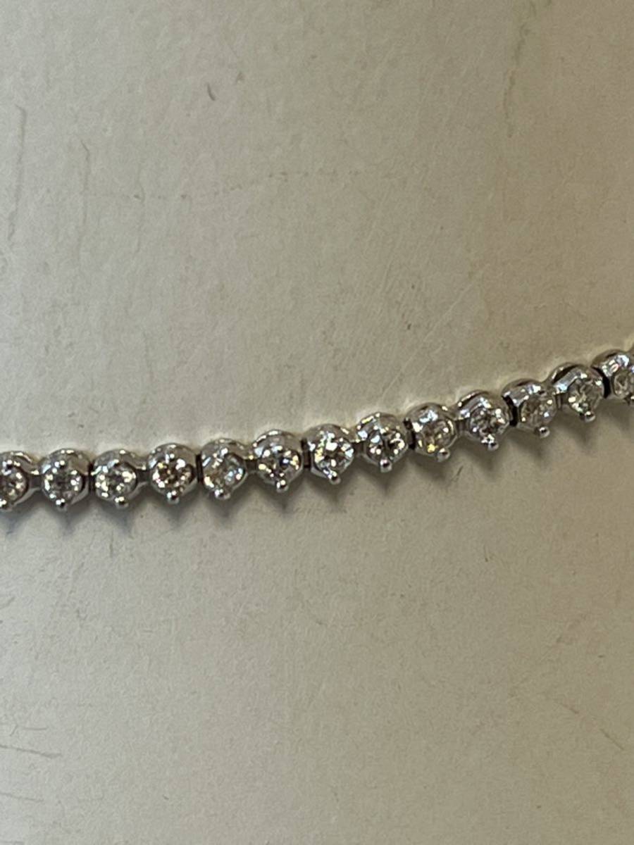 k18ホワイトゴールド ダイヤ1.0ct テニスブレスレット 美品キラキラ