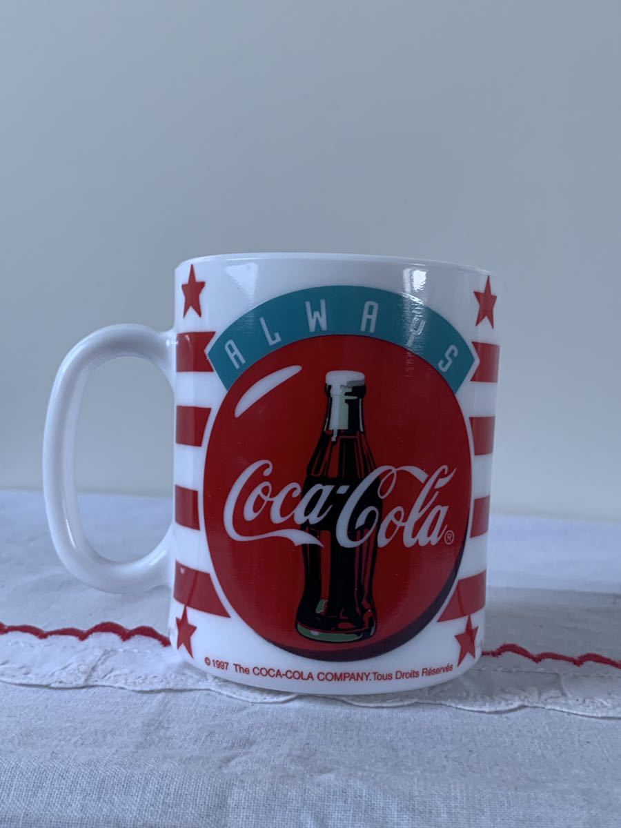 90s フランス製 コカコーラ x アルコパル ミルクガラス ヴィンテージ マグカップ arcopal Coca-Cola 1997_画像1
