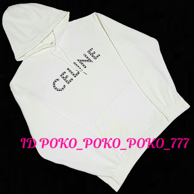  prompt decision regular goods 21SS Eddie period Celine CELINE Logo studs checker pattern sweat Parker have been cleaned free shipping 