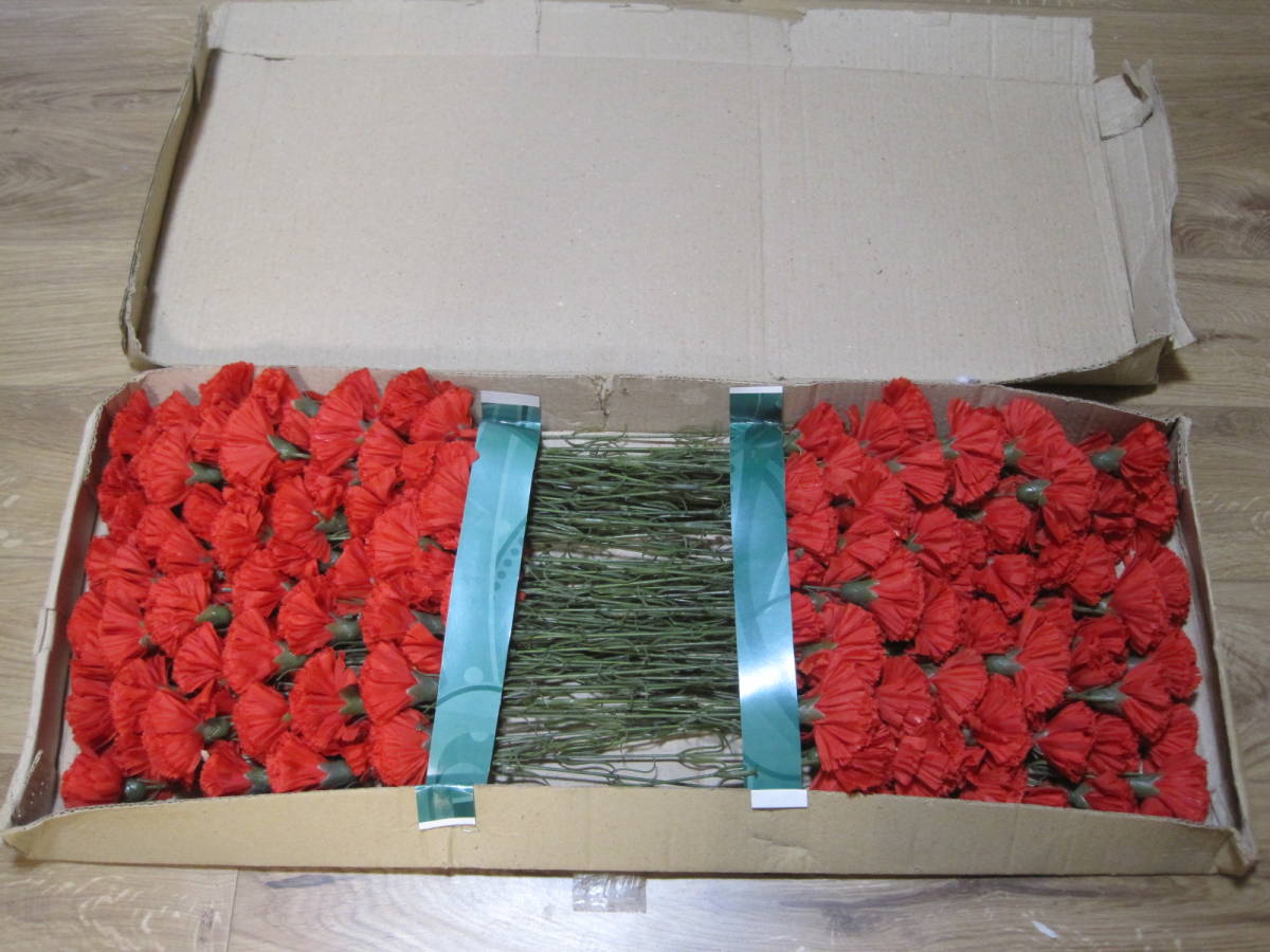 まとめて120本セット 保管品 造花 サイズ ★全長：約49cm ★カーネーション (レッド) 赤 母の日 イベント デコレーションの画像2