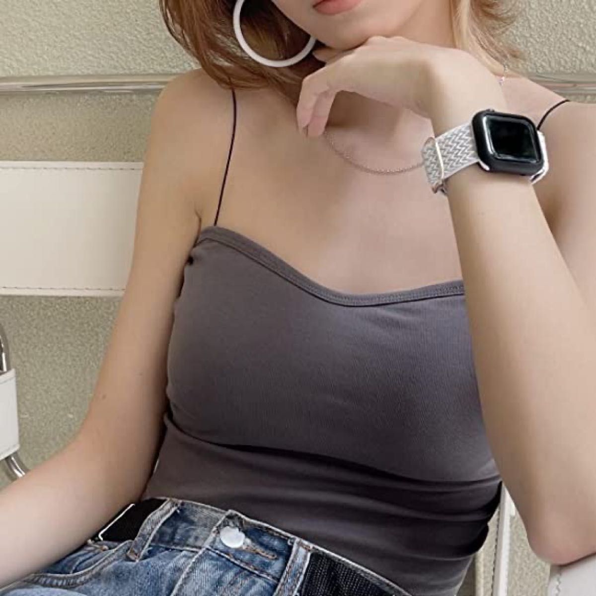 コンパチブル Apple Watch用 バンド　ナイロン製弾性バンド アップルウォッチ　42MM/44MM/45MM　貝ホワイト