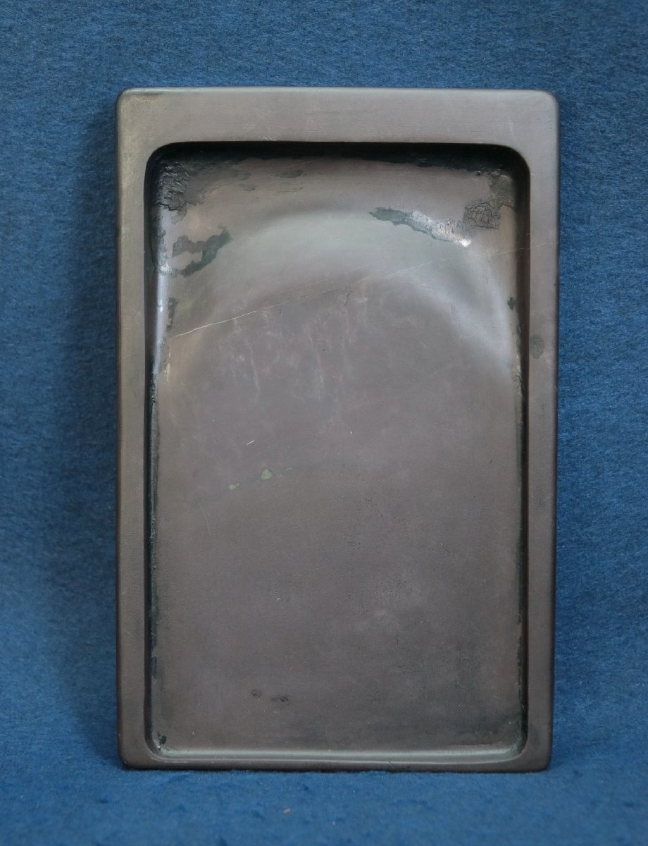 中国の古硯 端渓 水岩 長方淌池硯 翡翠点 17.7×11.4×2.1CM 唐物 文房具