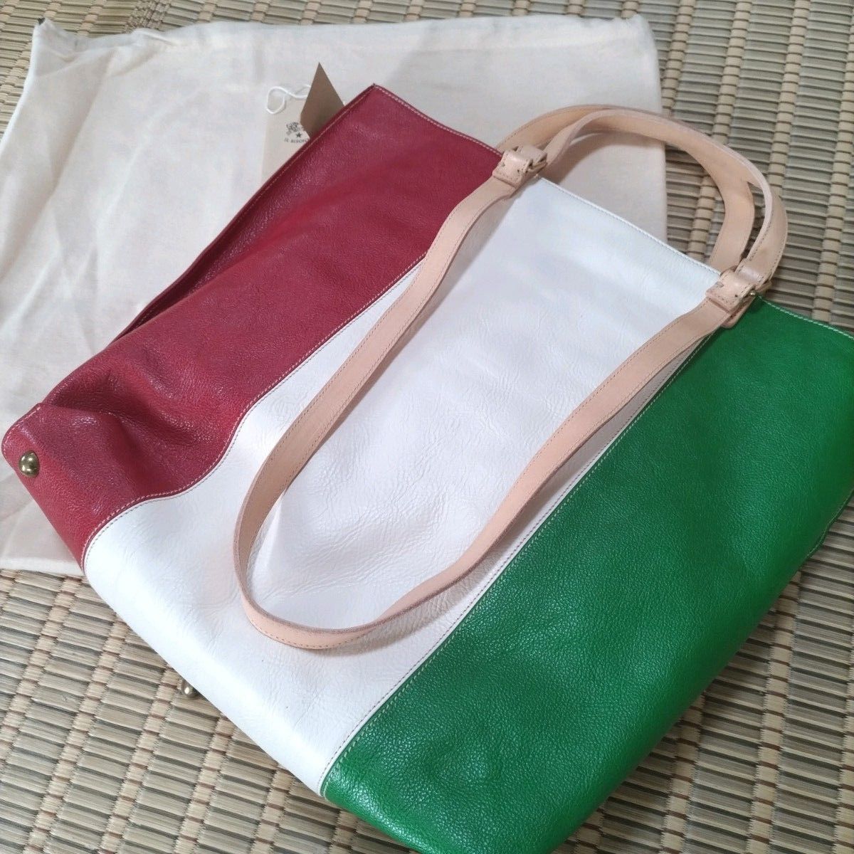 新品 イルビゾンテ 本革 レザー バッグ 2way トートバッグ