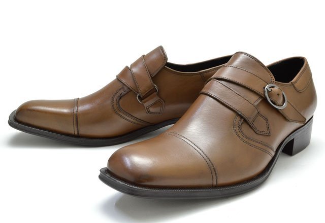 送料無料 新品 キャサリンハムネット 3990 濃茶 25.5cm メンズビジネスシューズ ロングノーズ 靴 紳士靴 通勤 レザー 牛革