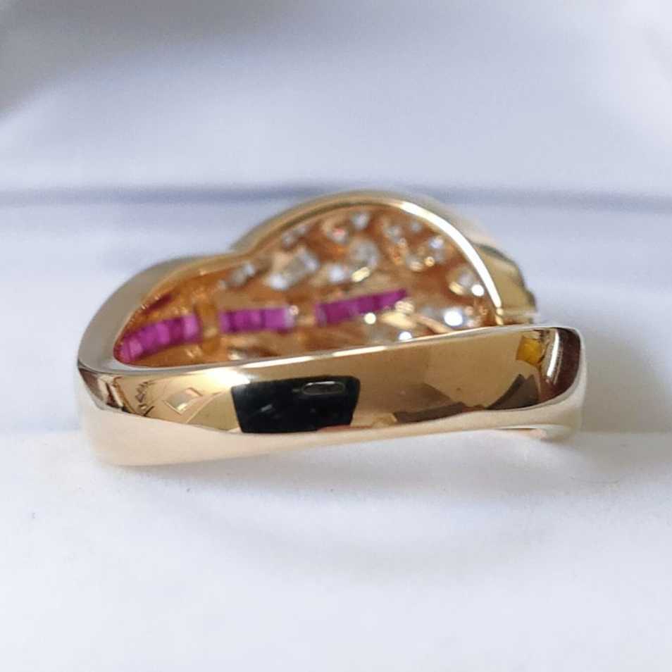 ダイヤモンド×ルビー リング K18YG 0.34ct 0.33ct 6.6g