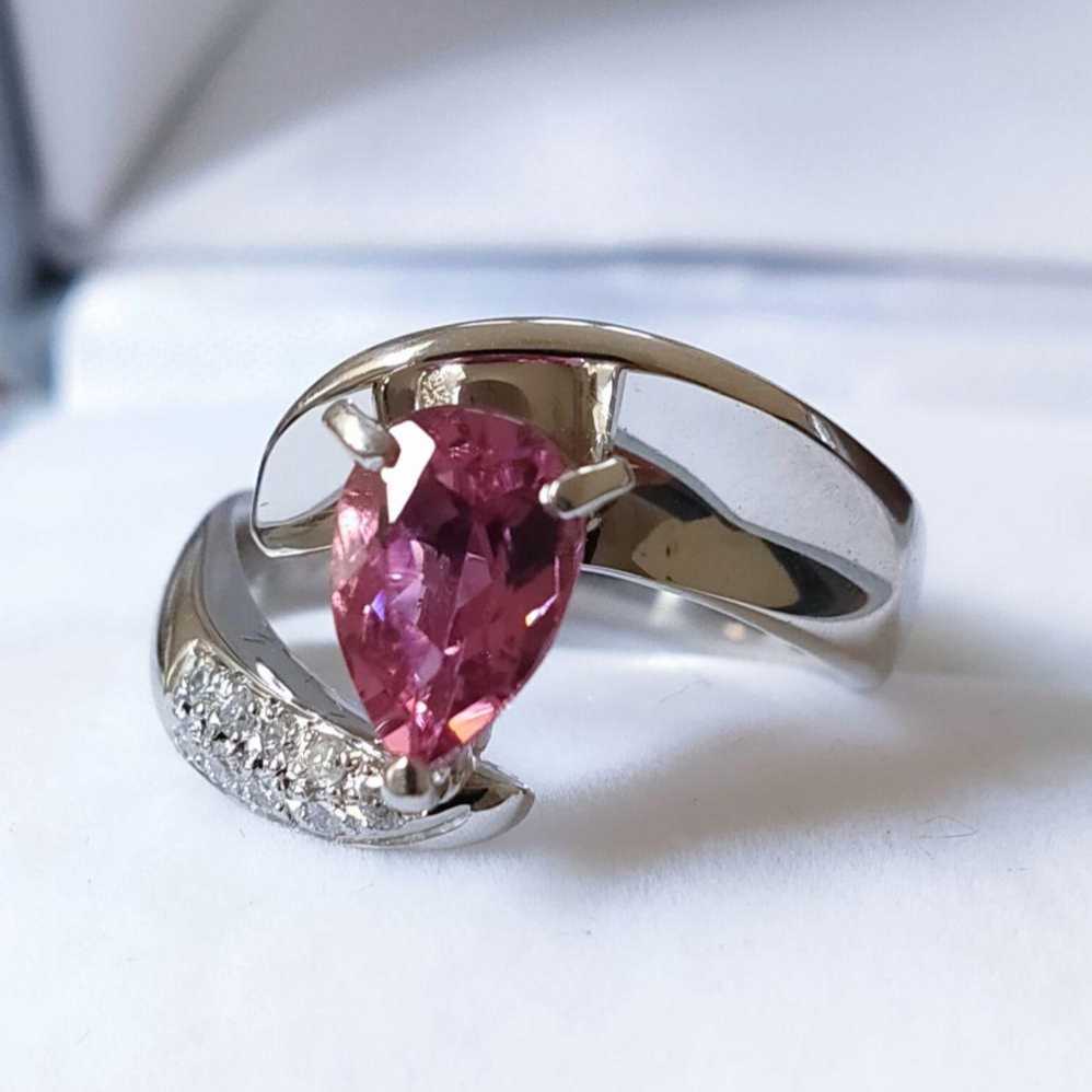ダイヤモンド×ピンクトルマリン リング Pt900 1.325ct 0.09ct 10.0g