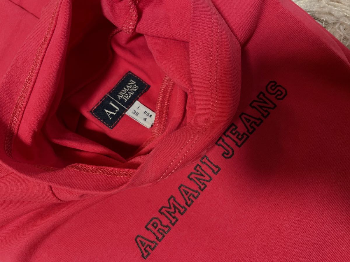 即決★ARMANI JEANS アルマーニ ジーンズ 38 ハイネック インナー シャツ 長袖 ピンク系 中古　Sサイズ向け　レディース_画像4