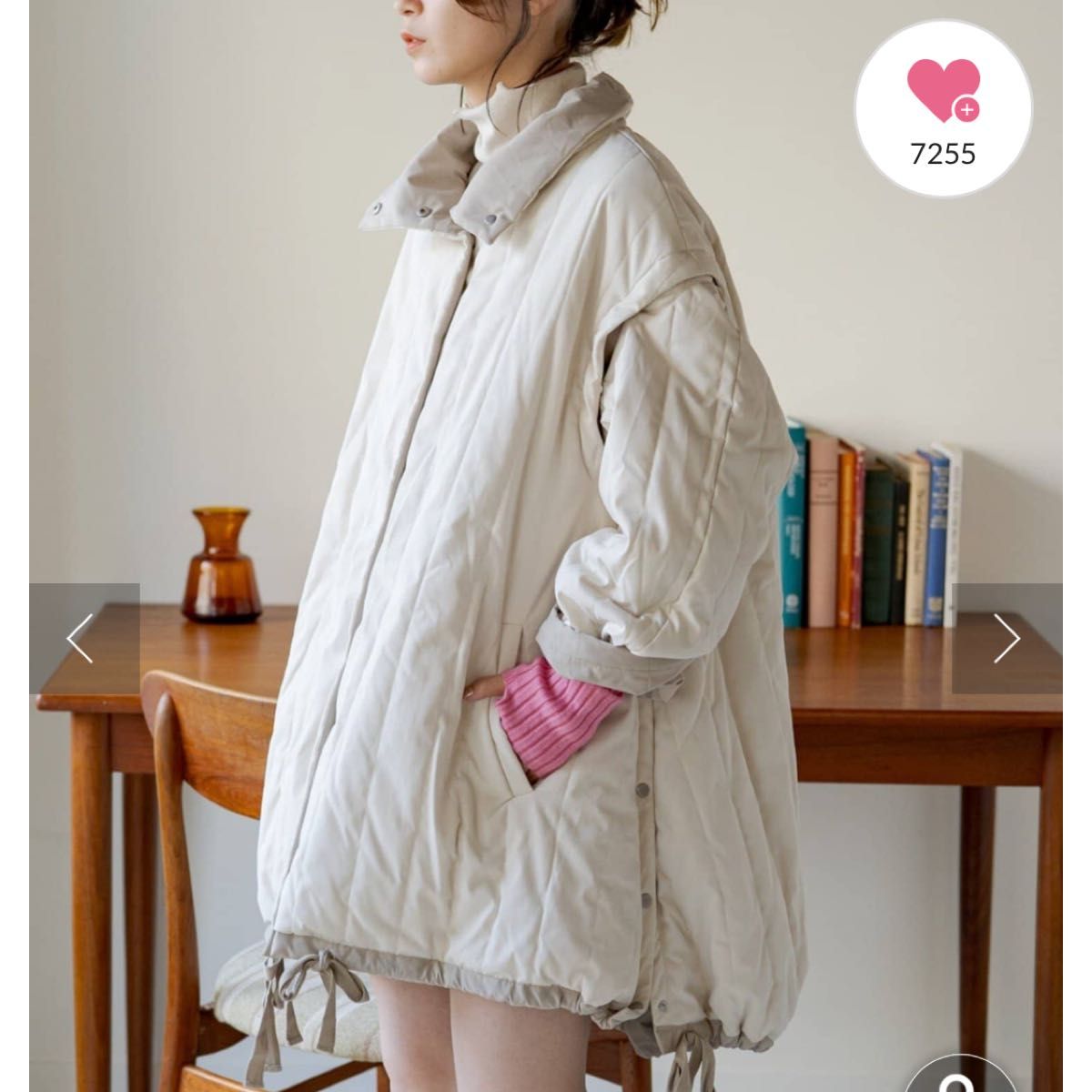 K Gauze# ドット 水玉 コート ロング キルティング リバーシブル