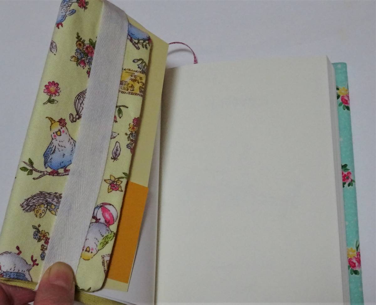 [HM-4] hand made book cover parakeet small bird . attaching library book@ size correspondence 