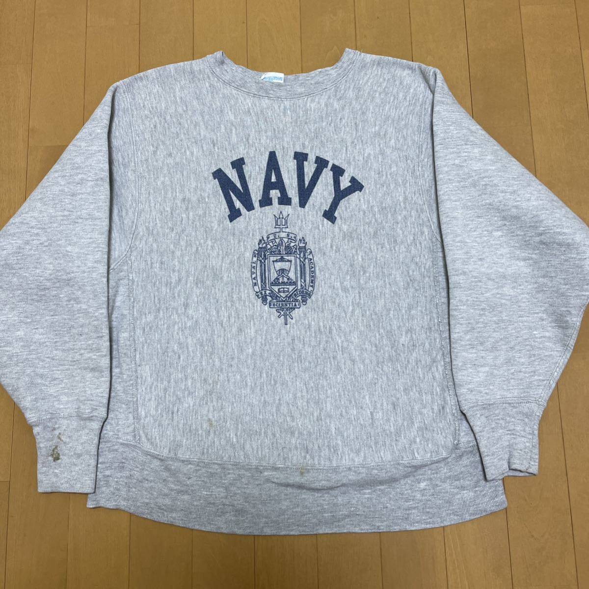 70s 染み込み チャンピオン リバースウィーブ NAVY USA製 ビンテージ