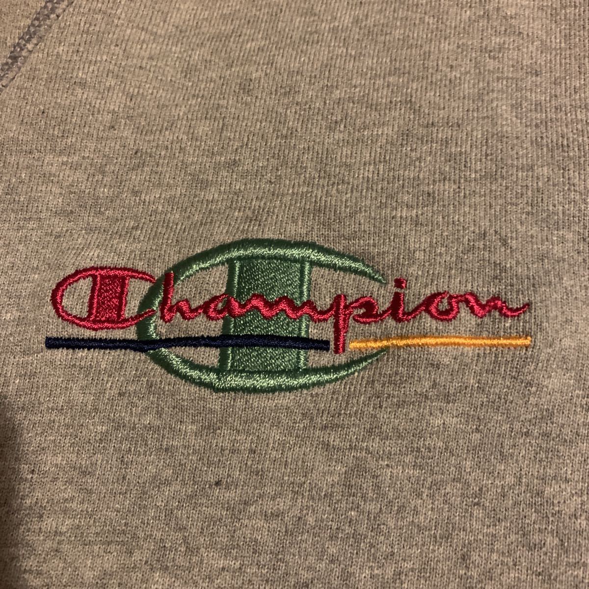 90s【Champion】チャンピオン スウェット トレーナー 前V 刺繍タグ メキシコ製 Lサイズ ビンテージ グレー 珍品ロゴ_画像4