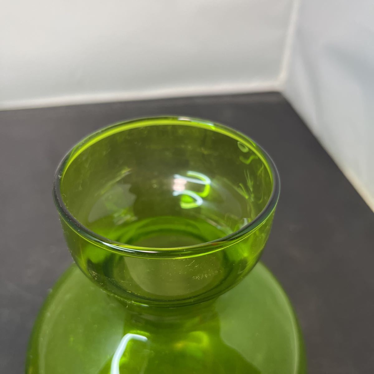 貯金箱 硝子 ガラス 緑 昭和レトロ アンティーク ビンテージの画像5