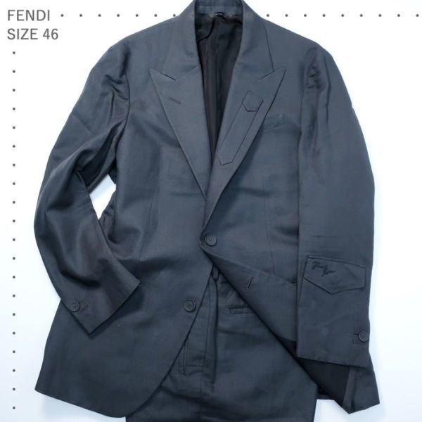 極美品 フェンディ FENDI シングルスーツ/イタリア製/2022年SS/FJ0657-FB0767/定価30万位 グレー 46（4857)